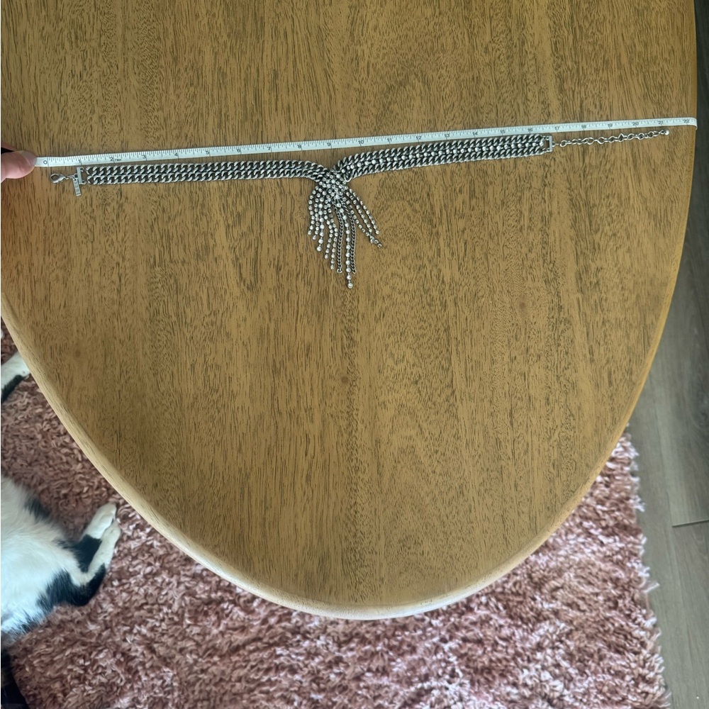 Silver Rhinestone Fringe Necklace - Picture 3 of 5